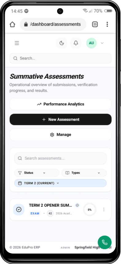 EduPro assessments on a phone
